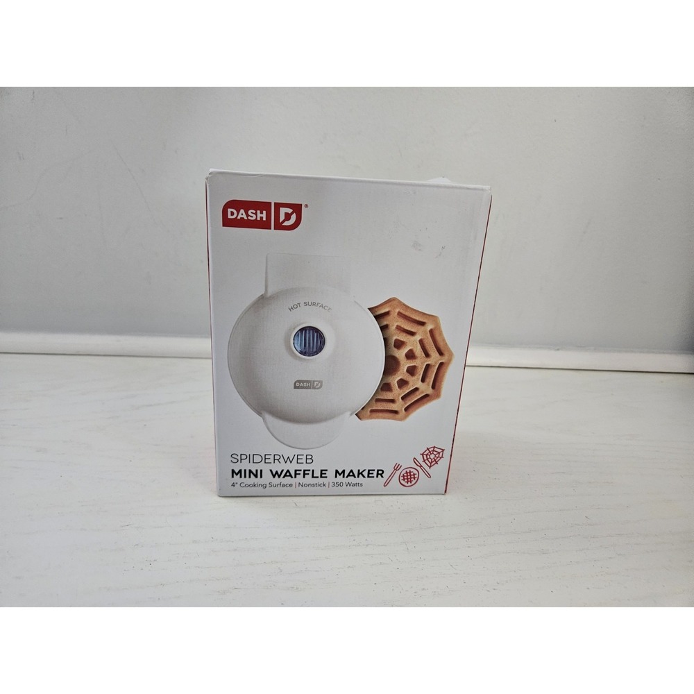 DASH Electric Spider Web White 4" Mini Waffle‎ Maker Non Stick NEW Halloween